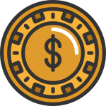 Roulette icon image with a US dollar sign