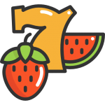 Slot machine symbols picture: number 7, watermelon and strawberry