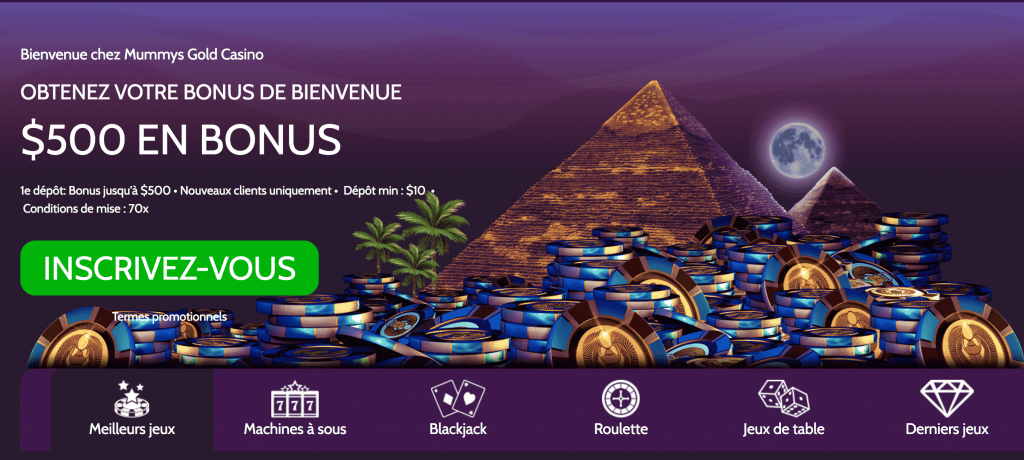 Mummys Gold casino bonus de bienvenue