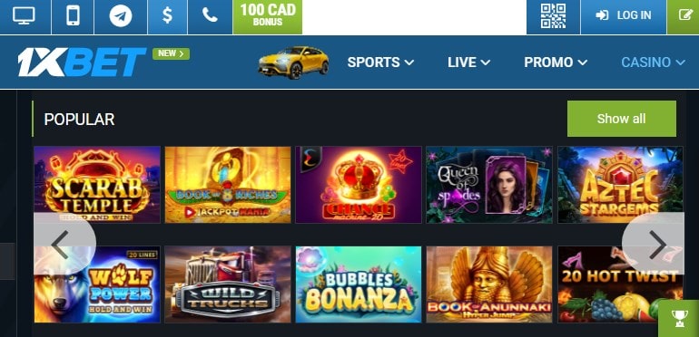 1XBet Casino Canada Review C 1500 150 Free Spins