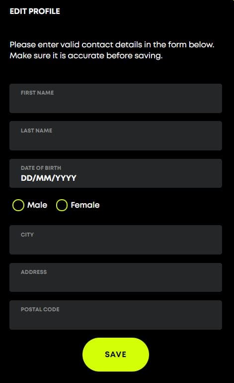 Spin Samurai Registration Step 2