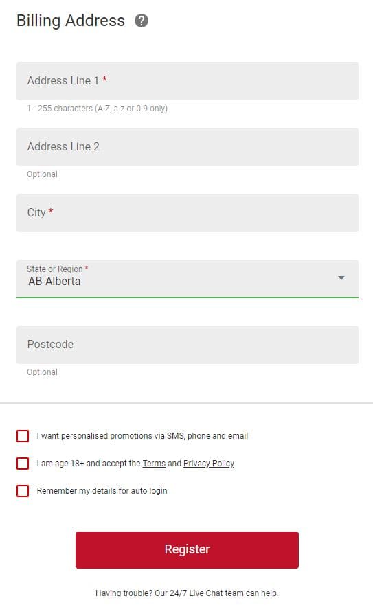 Platinum Play Registration Step 4