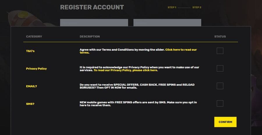 Hyper Casino Registration Step 4