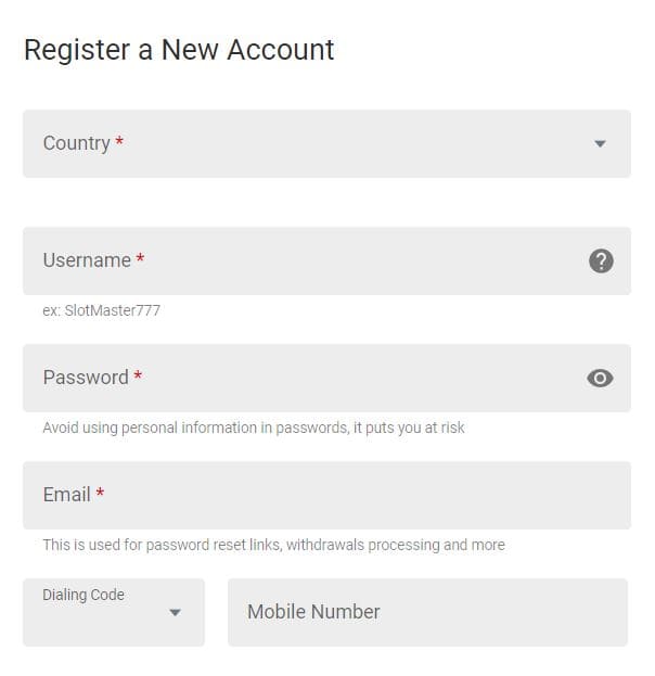 All Jackpots Registration Step 2