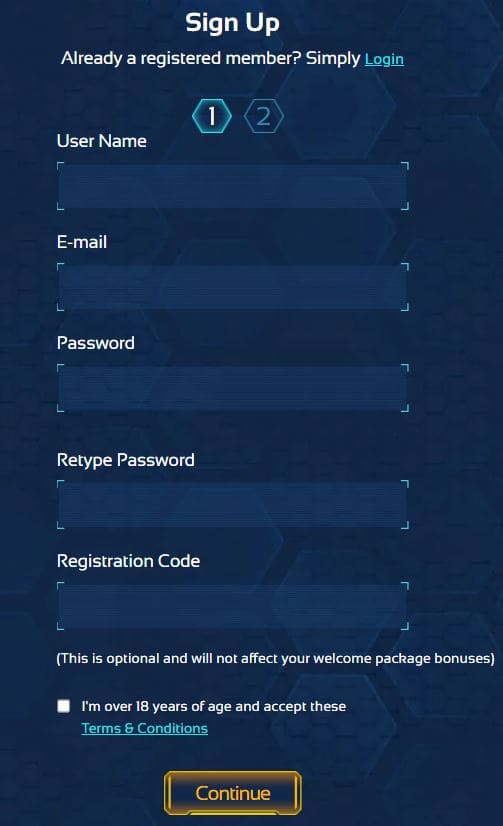 Spintropolis Registration Step 2