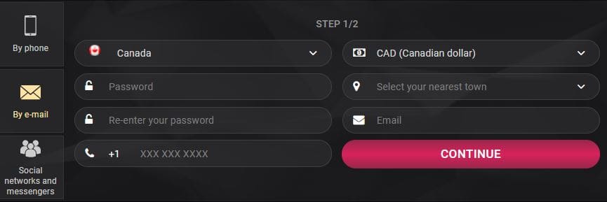 1xSlots Registration Step 3