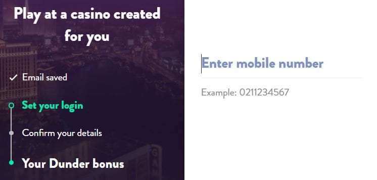 Dunder Casino Registration Step 4