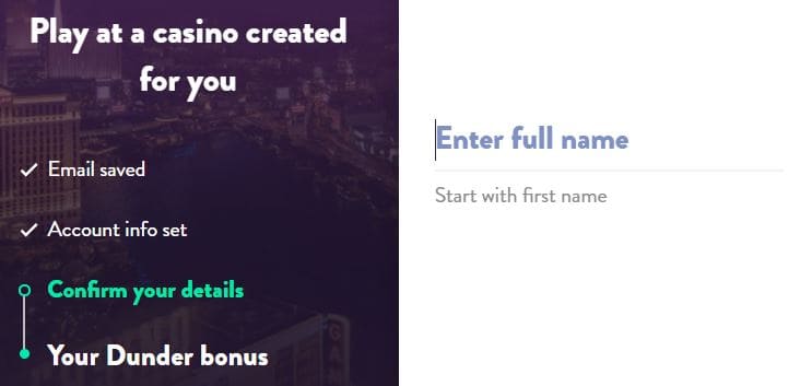 Dunder Casino Registration Step 5