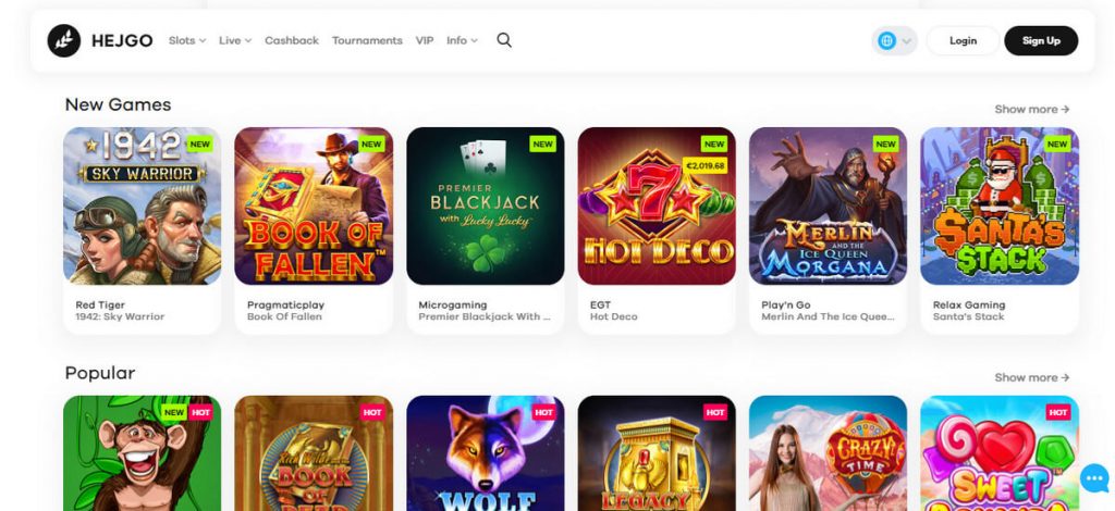 Hejgo Casino games