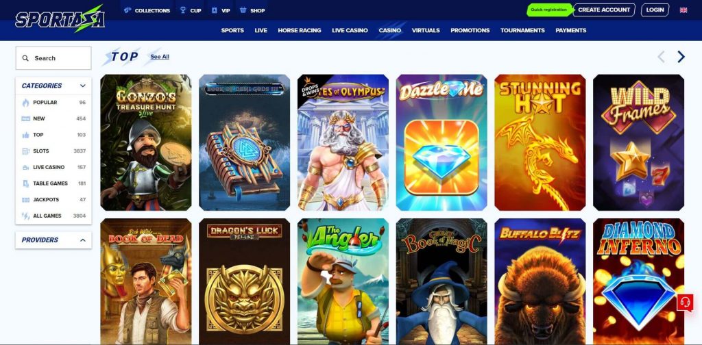 Sportaza Casino games