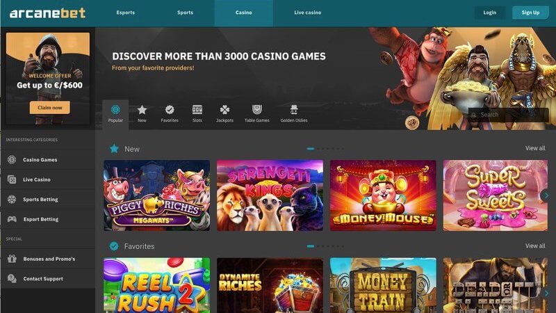 Arcanebet Casino Games