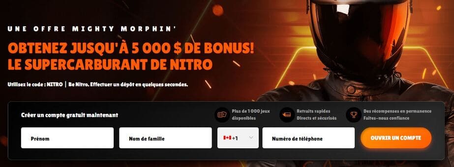 Nitro Casino prime de bienvenue