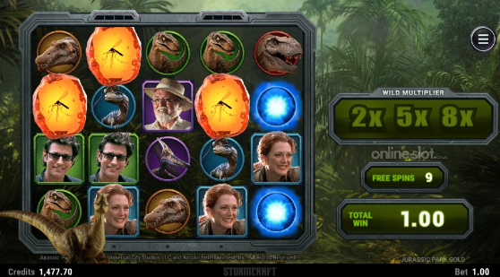 jurassic park gold slot free spins feature