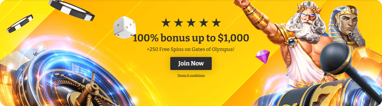 Lucky Spins Casino up to $1000 bonus offer banner