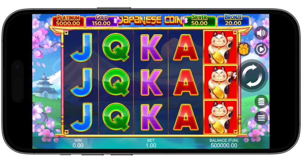 Japanese Coin game in the mobile version of Katsubet Casino