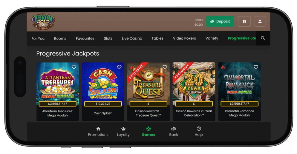 Yukon Gold Casino on mobile screenshot