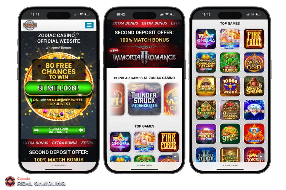 Zodiac Casino Canada mobile screenshots