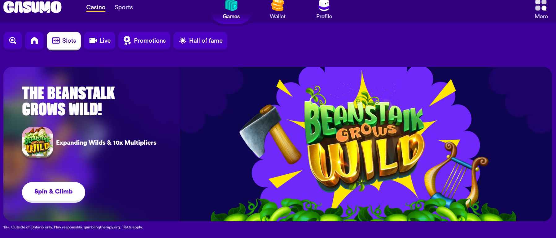 casumo casino main page
