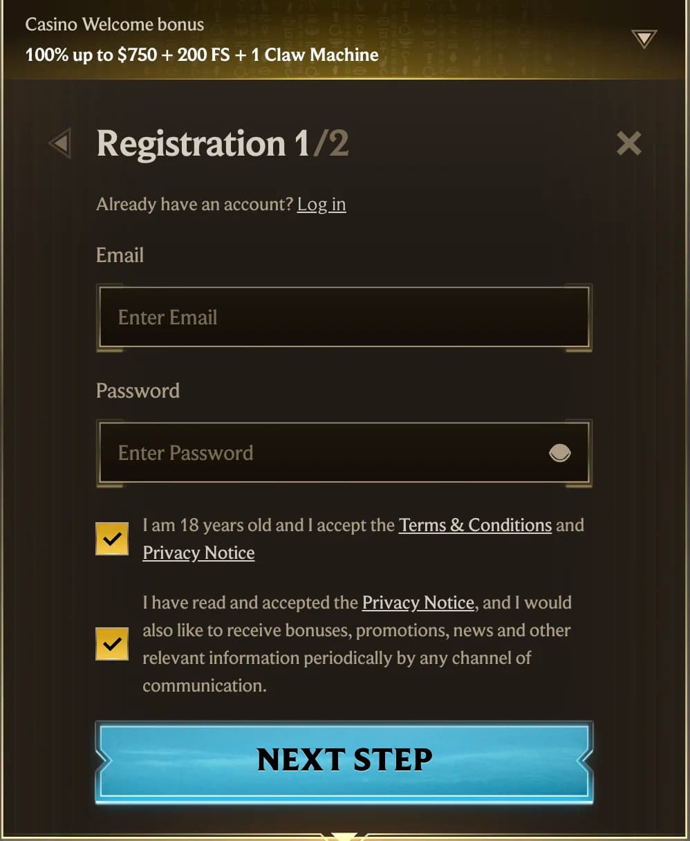 realz casino registration